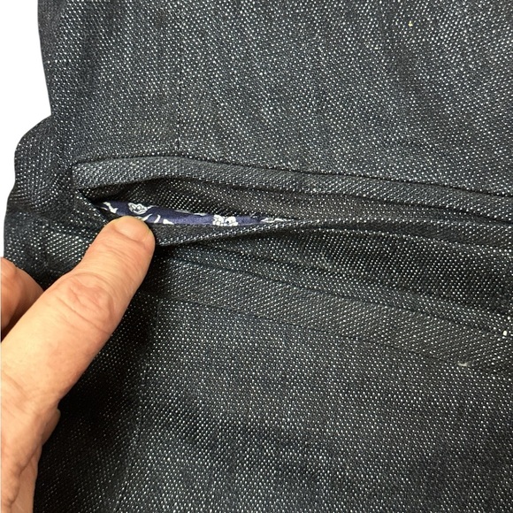 Talbots navy dark wash fully lined fitted denim single closure jacket 3/4 sleeve - Picture 6 of 13